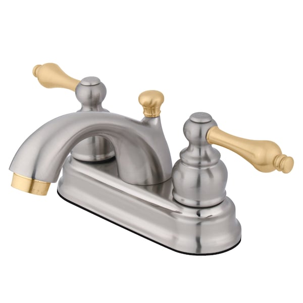 4" Centerset Bathroom Faucet, Brushed Nickel/Polished Brass